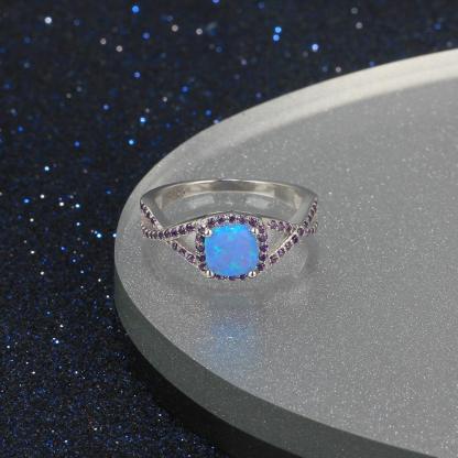 Classic Opal Stone Rings 925 Sterling Silver Criss-Cross Shaped Opal Wedding Ring - Personalized Jewel