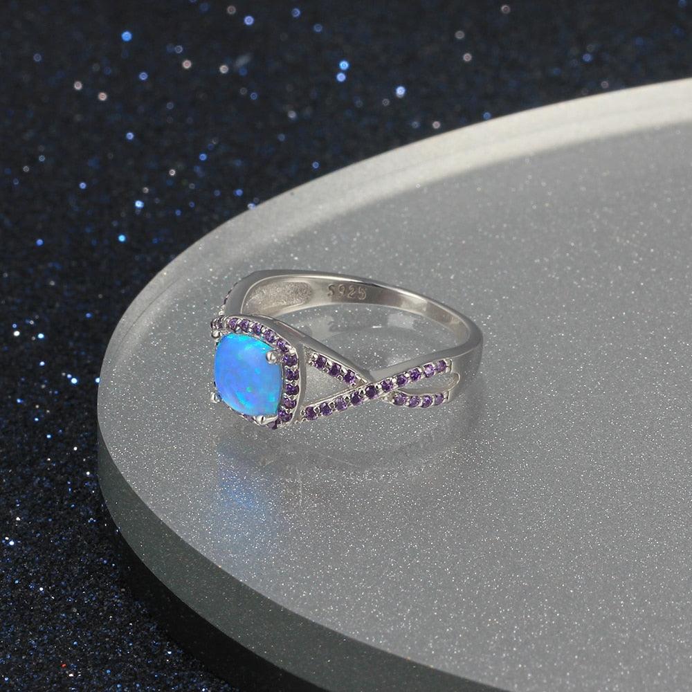Classic Opal Stone Rings 925 Sterling Silver Criss-Cross Shaped Opal Wedding Ring - Personalized Jewel