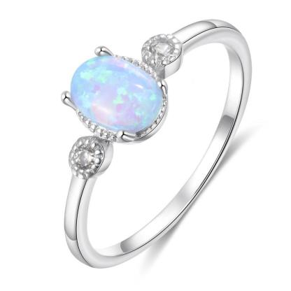 Classic Oval Blue Opal Wedding Ring Trendy Engagement Ring-Personalized Jewels