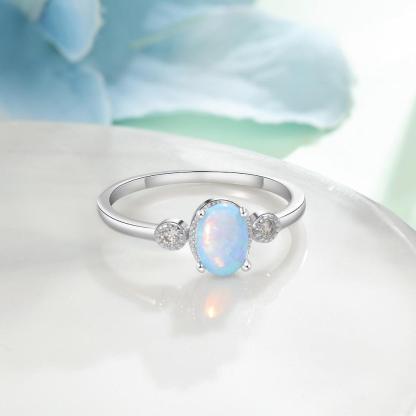 Classic Oval Blue Opal Wedding Ring Trendy Engagement Ring-Personalized Jewels