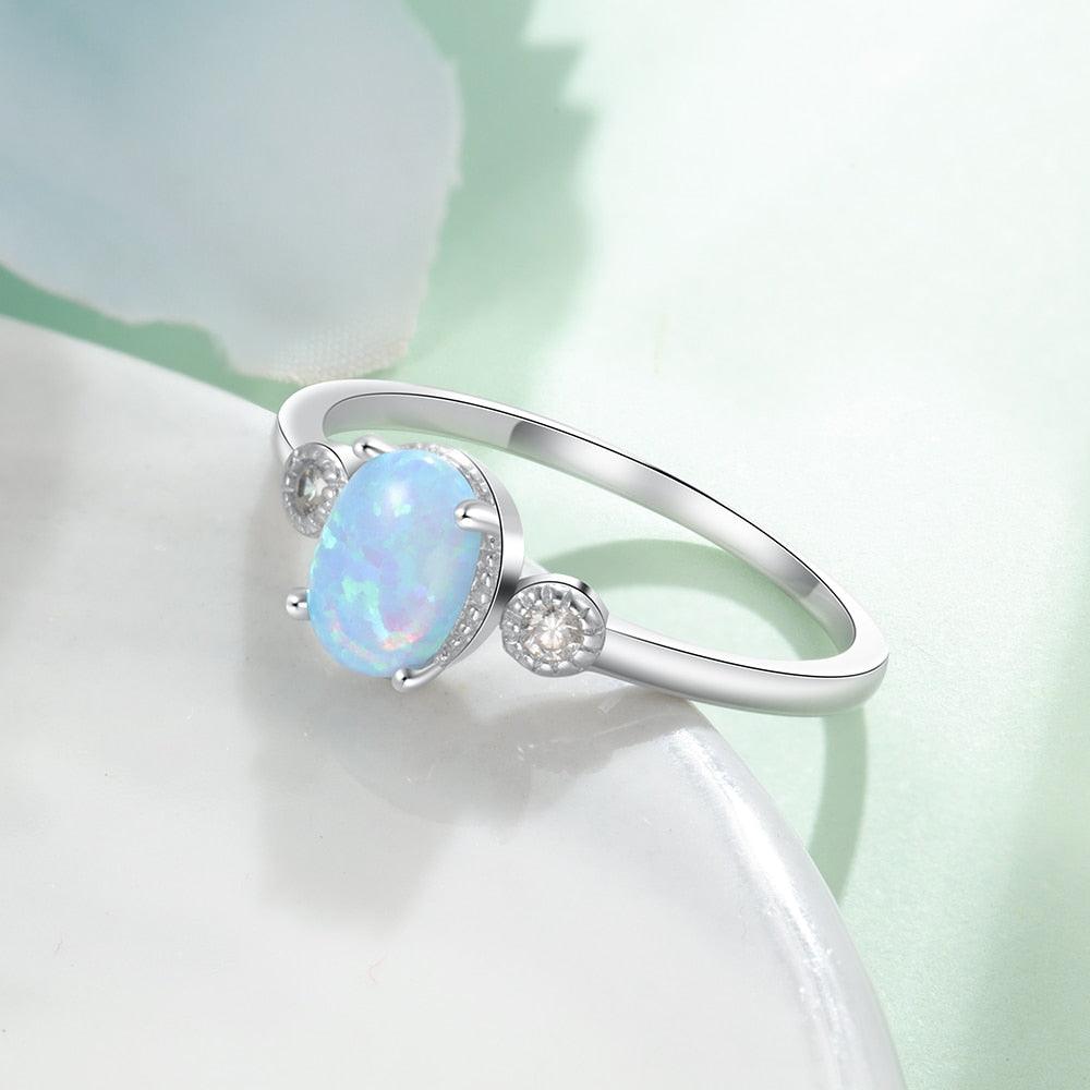 Classic Oval Blue Opal Wedding Ring Trendy Engagement Ring-Personalized Jewels