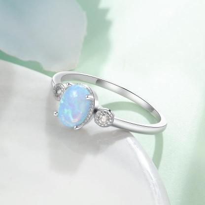 Classic Oval Blue Opal Wedding Ring Trendy Engagement Ring-Personalized Jewels