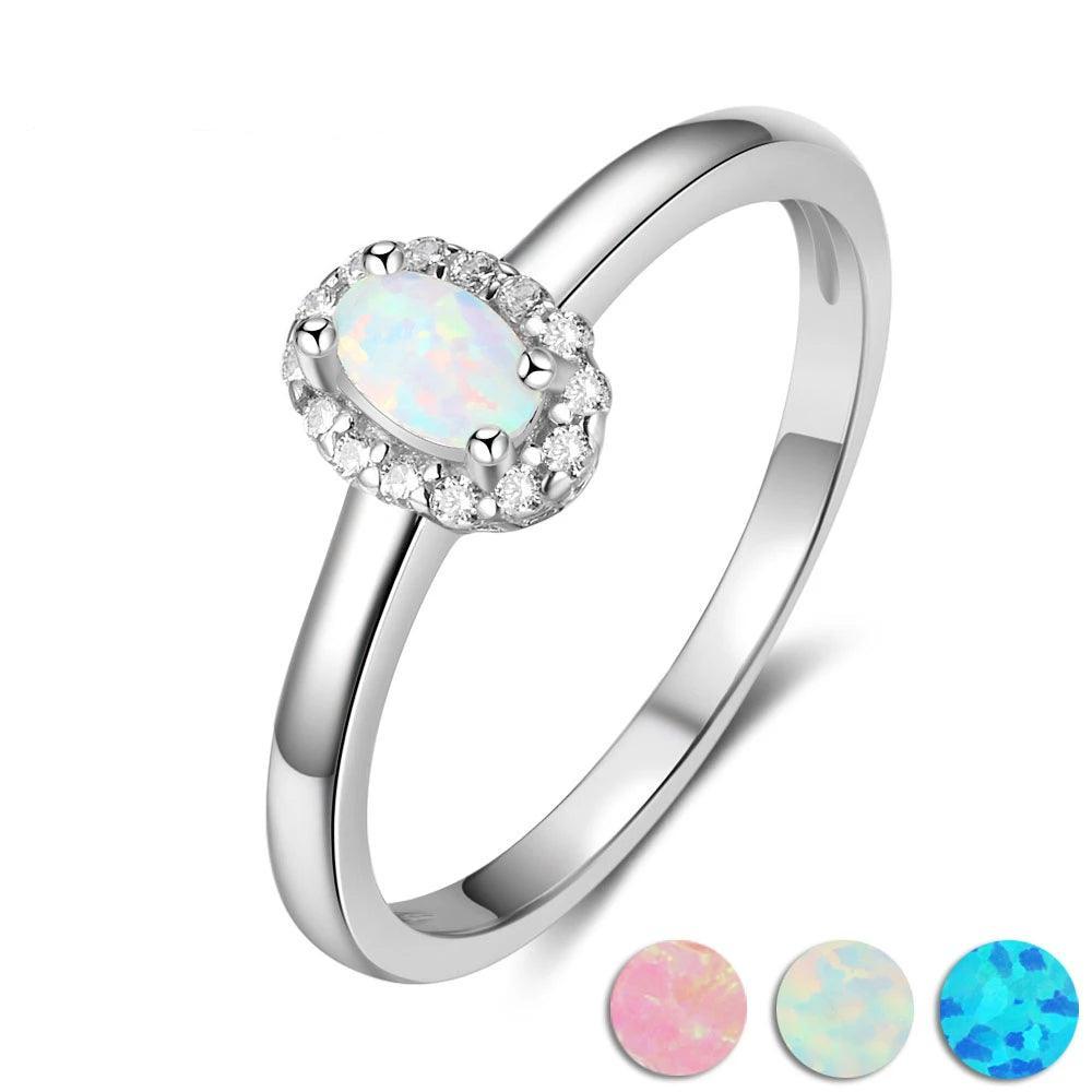Classic Oval Shape Opal Stone Engagement Ring Soild 925 Sterling Silver Jewelry Accessorise Rings For Women - Personalized Jewel