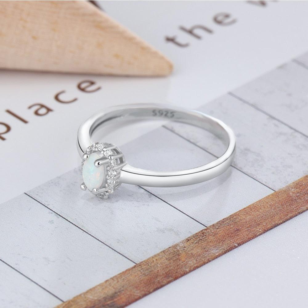 Classic Oval Shape Opal Stone Engagement Ring Soild 925 Sterling Silver Jewelry Accessorise Rings For Women - Personalized Jewel