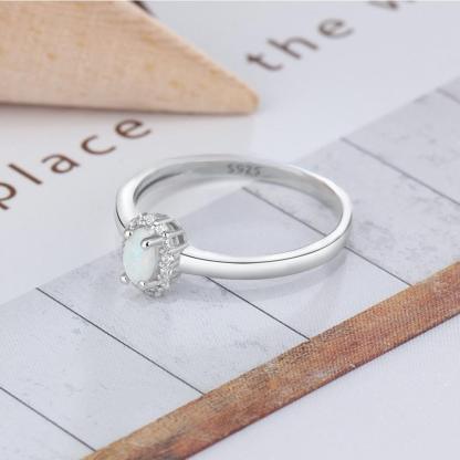 Classic Oval Shape Opal Stone Engagement Ring Soild 925 Sterling Silver Jewelry Accessorise Rings For Women - Personalized Jewel