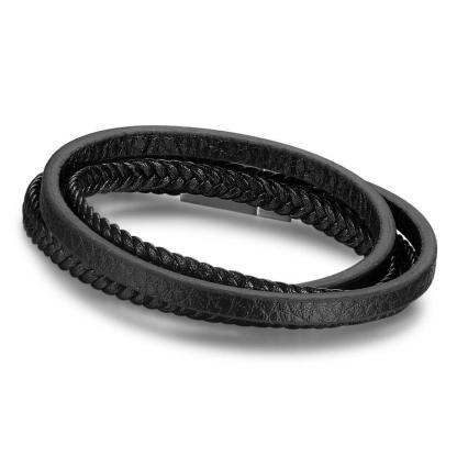 Classy Genuine Leather Braided Bracelets for Men with Stainless Steel Details, Wristband Gift for Him - Personalized Jewel