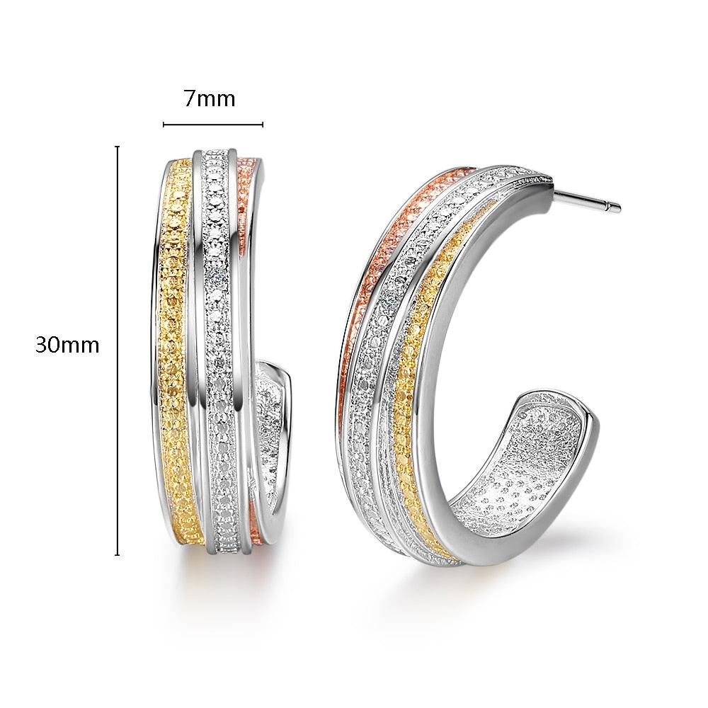 Copper Stud Earrings Rose Gold Zircon Earrings For Women - Personalized Jewel