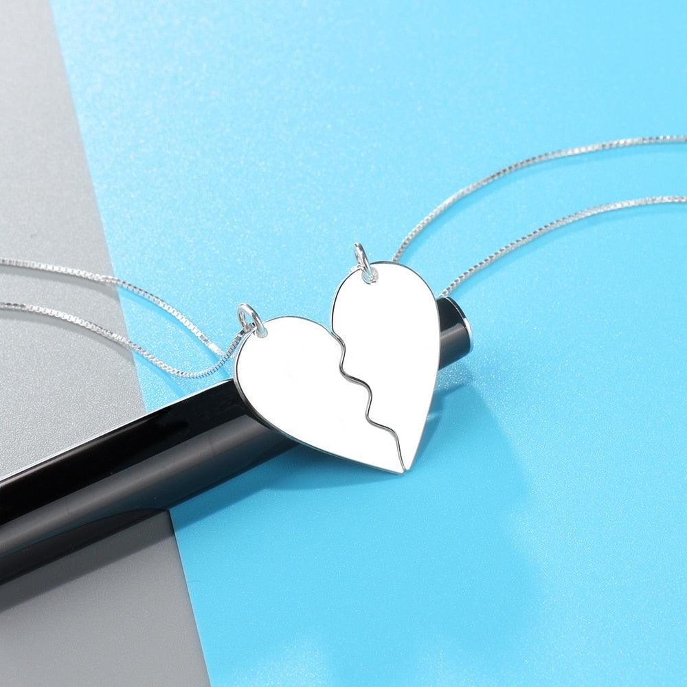 Couple Hearts Pendant, Stainless Steel pendant for Women, Engraved Necklace for Women - Personalized Jewel