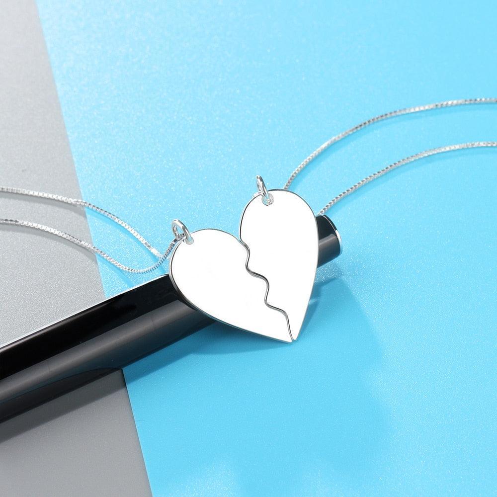 Couple Hearts Pendant, Stainless Steel pendant for Women, Engraved Necklace for Women - Personalized Jewel