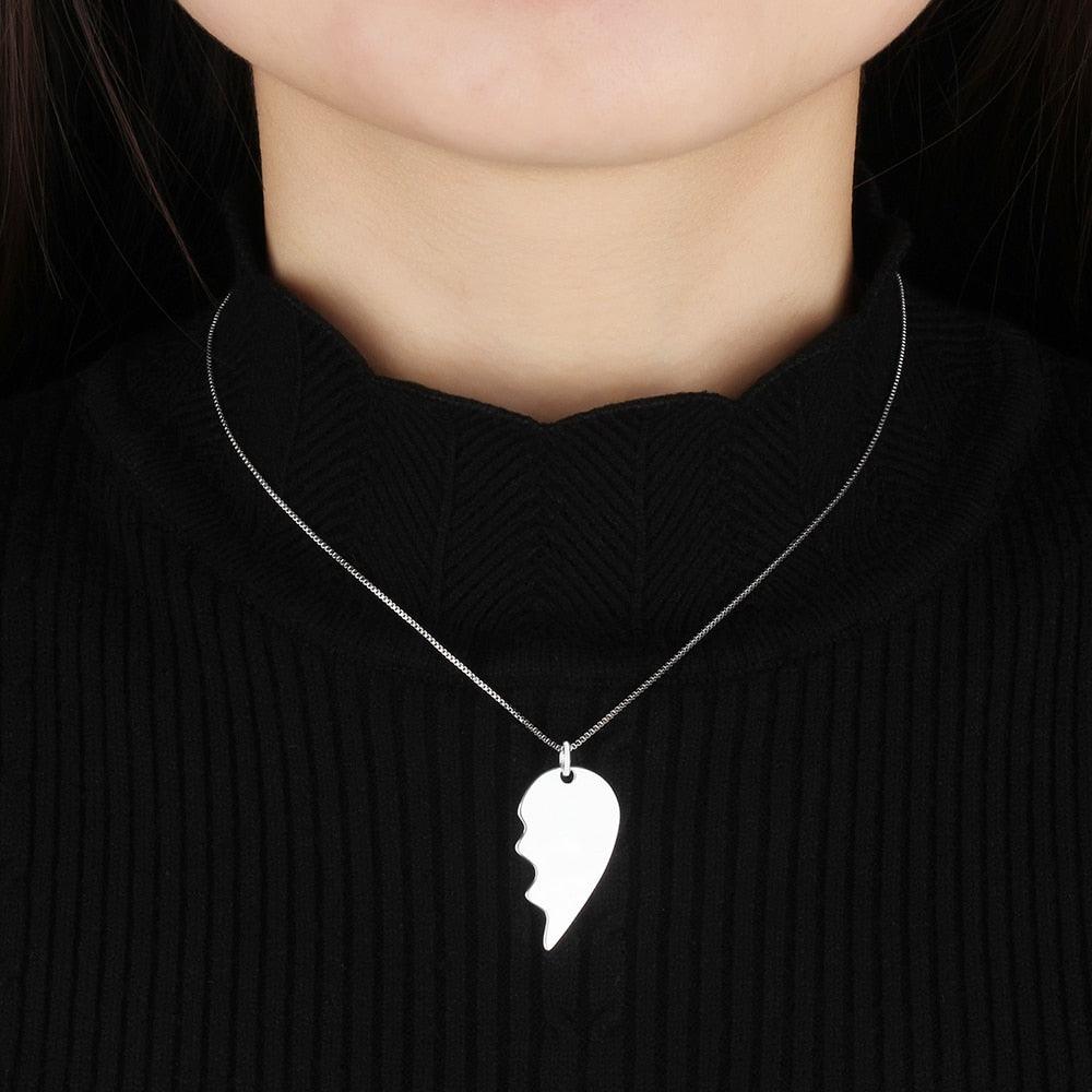 Couple Hearts Pendant, Stainless Steel pendant for Women, Engraved Necklace for Women - Personalized Jewel