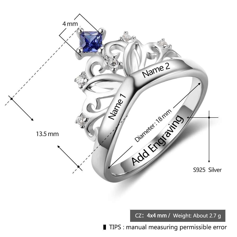 Crown Design Birthstone Ring Jewelry for Women - Personalized Jewel