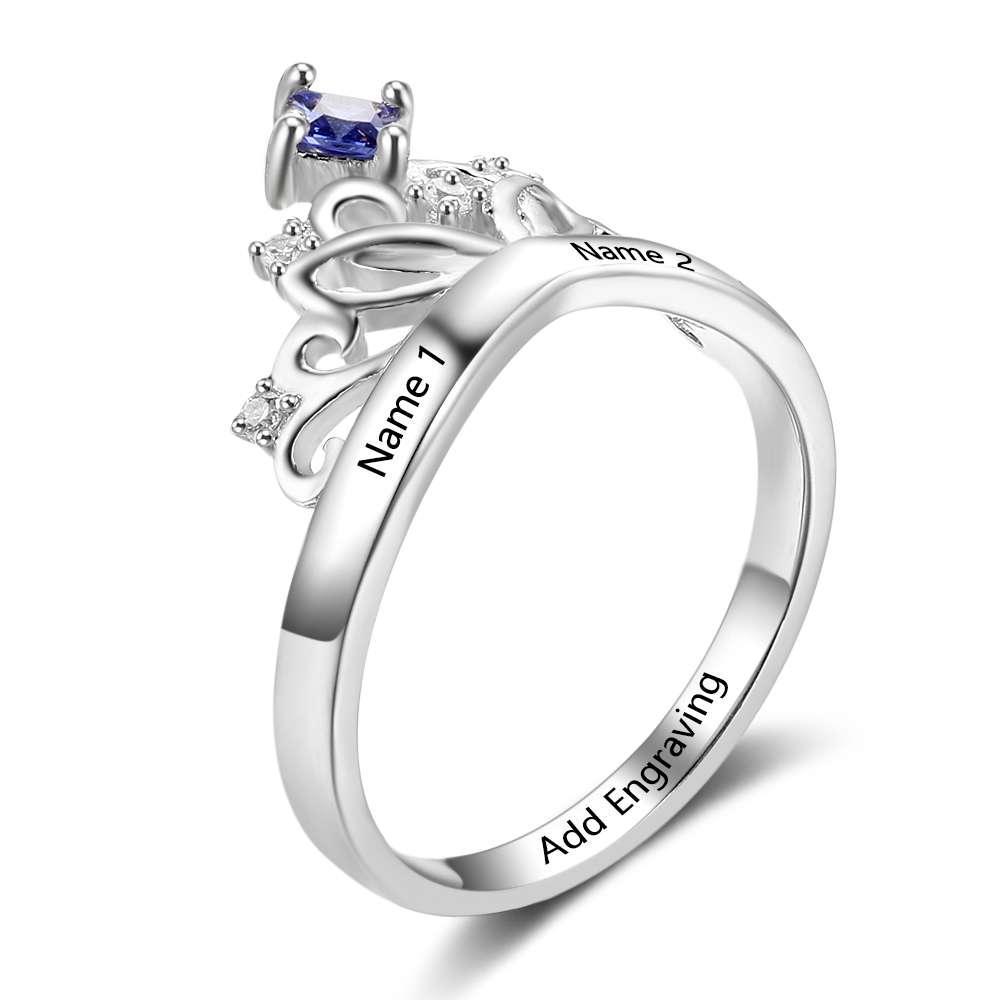 Crown Design Birthstone Ring Jewelry for Women - Personalized Jewel