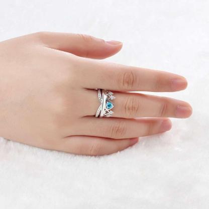 Crown Shaped 925 Sterling Silver Ring with Birthstone Setting in Shape of Heart, Personalized Gift of Love - Personalized Jewel