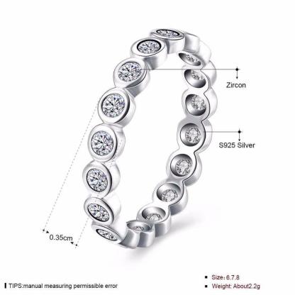 Crystal Beads Sterling Silver Ring - Bubble Detailing with Cubic Zirconia Stones - Classic Band rings - Personalized Jewel