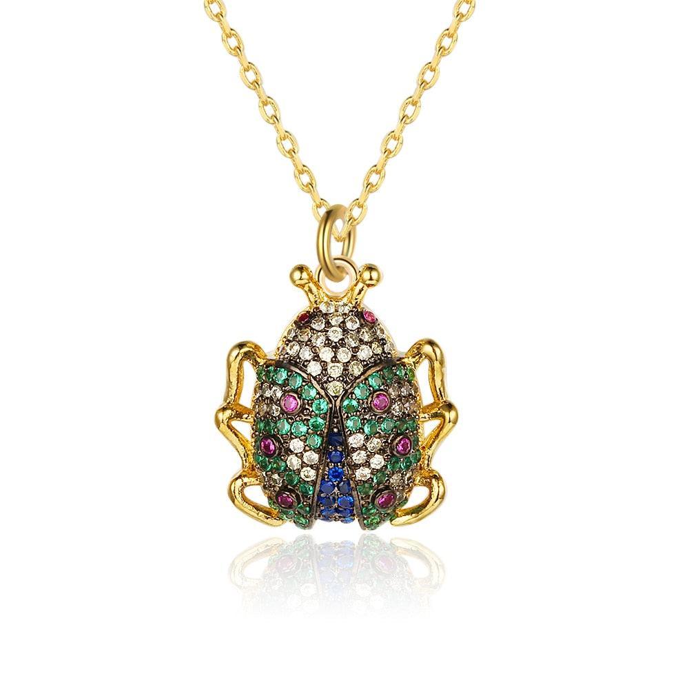 Crystal Ladybug Beetle Insect Long Necklace for Women, Jewelry Accessory Gift for Kids & Women - Personalized Jewel