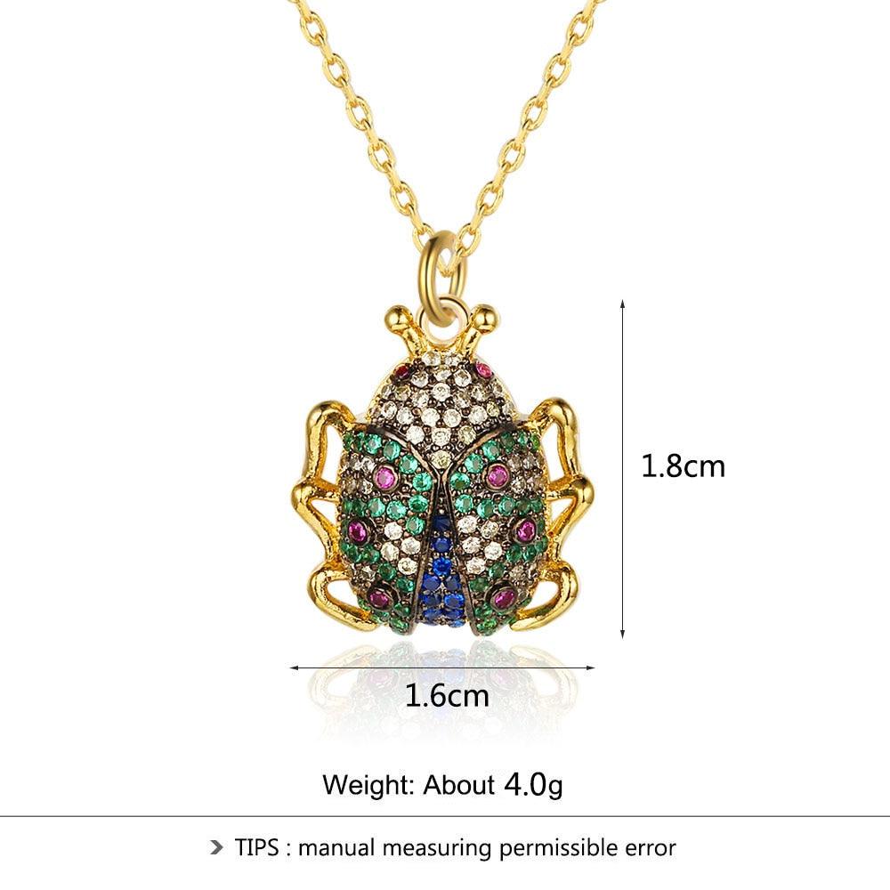 Crystal Ladybug Beetle Insect Long Necklace for Women, Jewelry Accessory Gift for Kids & Women - Personalized Jewel