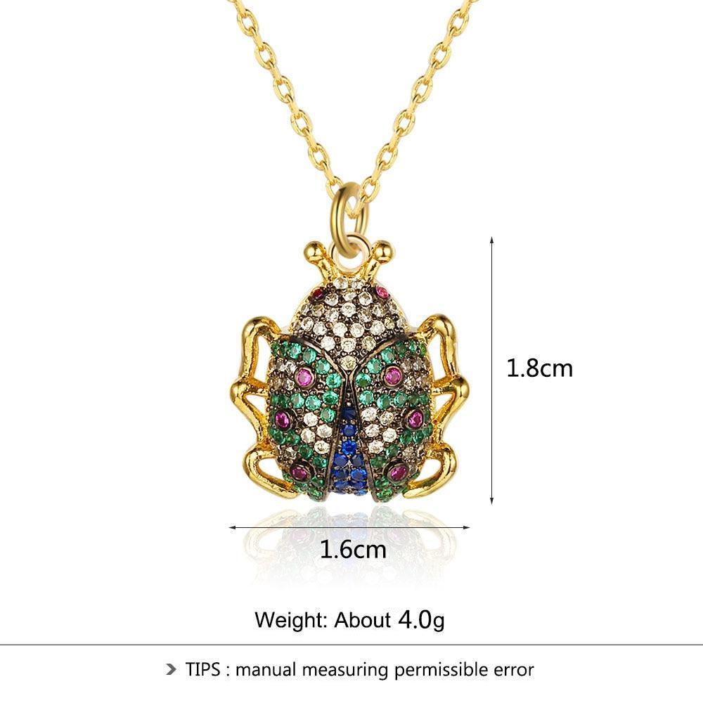 Crystal Ladybug Beetle Insect Long Necklace for Women, Jewelry Accessory Gift for Kids & Women - Personalized Jewel