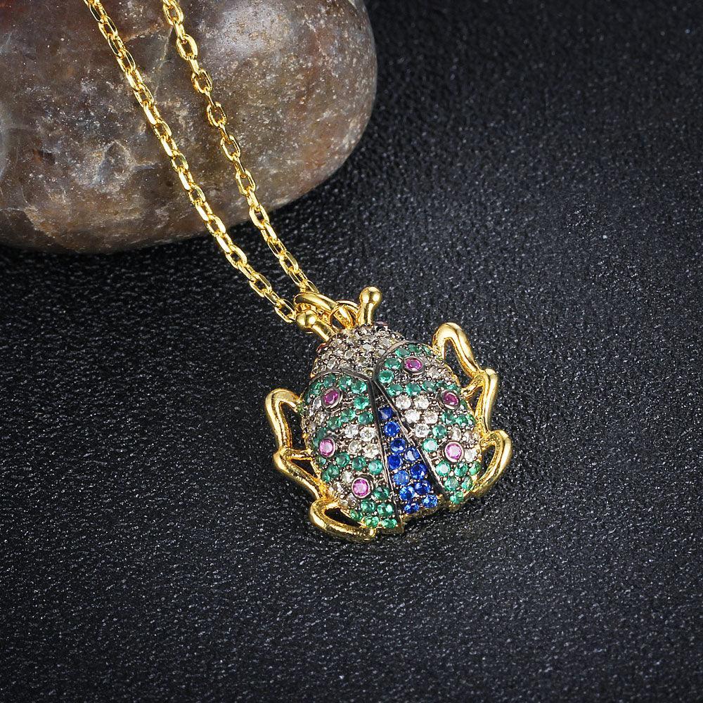 Crystal Ladybug Beetle Insect Long Necklace for Women, Jewelry Accessory Gift for Kids & Women - Personalized Jewel