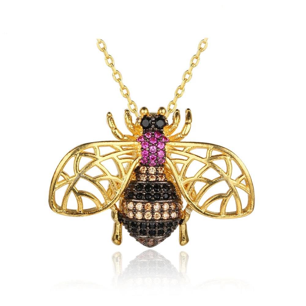 Crystal Vintage Bee Necklace for Women - Dress Coat Accessories for Women - Fashion Accessories for Women - Cute Jewelry for Women - Vintage Jewelry - Personalized Jewel