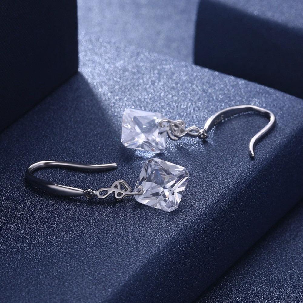Cubic Zirconia Earrings for Women - Drop Earrings for Women - Silver Earrings for Women - Casual Jewelry for Women - Trendy Accessory for Women - Personalized Jewel