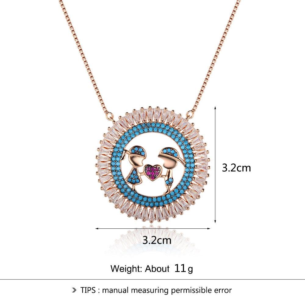 Cubic Zirconia Sterling Silver 925 Women Necklace with Boy Girl Pendant, Valentine’s Day Jewelry Gift for Ladies - Personalized Jewel