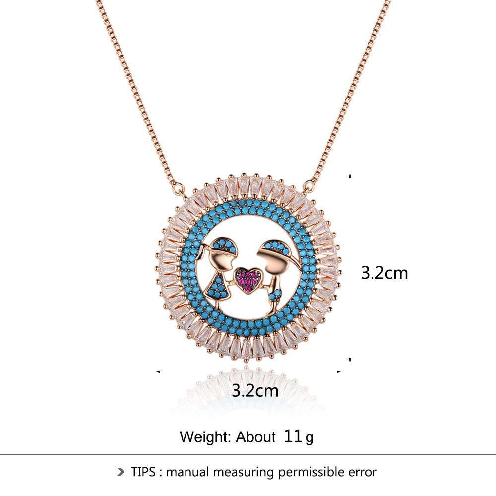 Cubic Zirconia Sterling Silver 925 Women Necklace with Boy Girl Pendant, Valentine’s Day Jewelry Gift for Ladies - Personalized Jewel