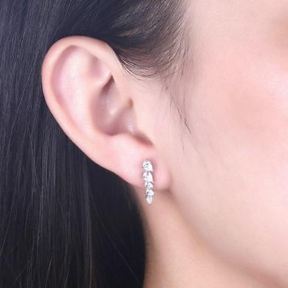 Cubic Zirconia Stud Earrings - Sterling Silver Jewelry for Women - Stud Earrings for Women - Fashion Accessory for Women - Party Accessory for Women - Personalized Jewel