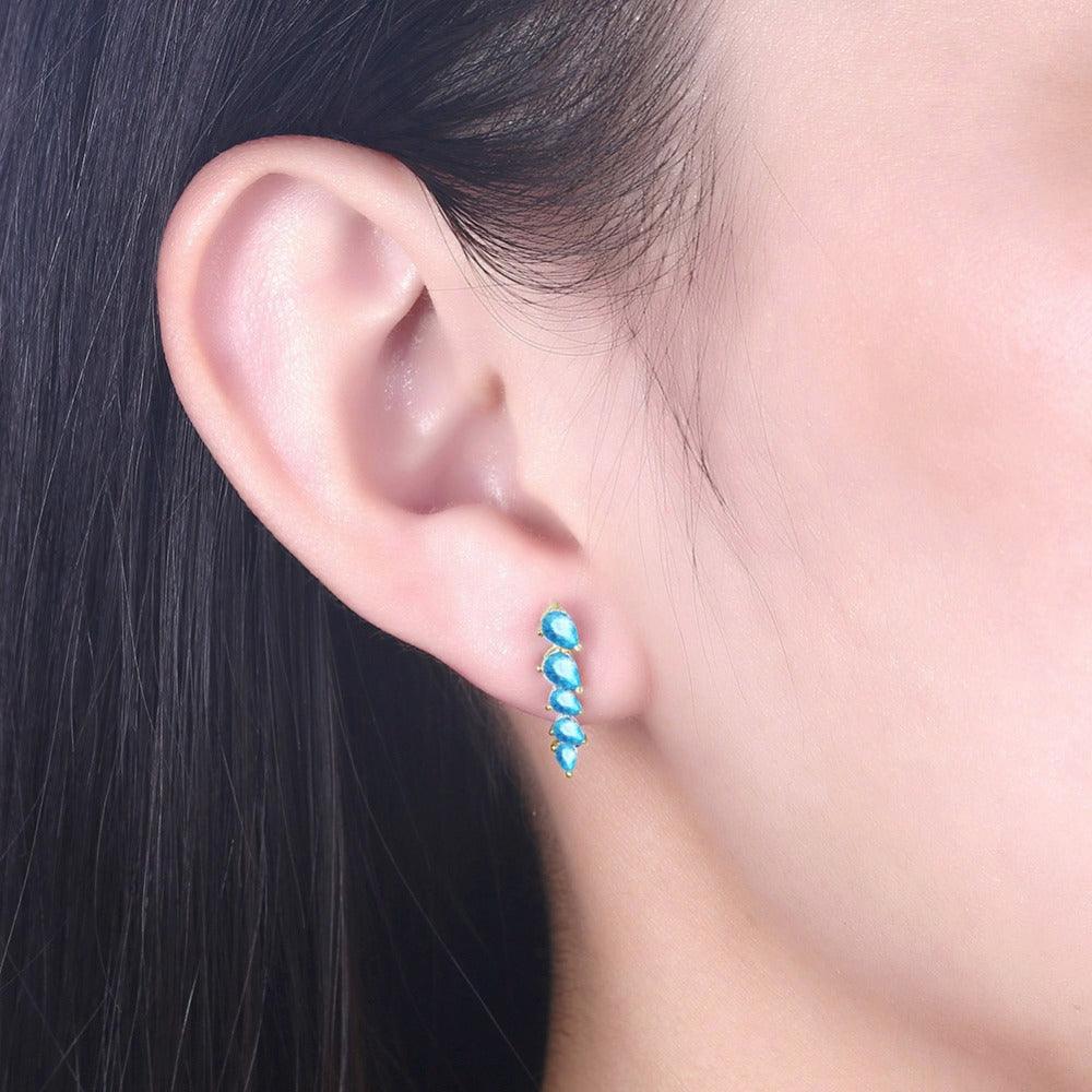 Cubic Zirconia Stud Earrings - Sterling Silver Jewelry for Women - Stud Earrings for Women - Fashion Accessory for Women - Party Accessory for Women - Personalized Jewel