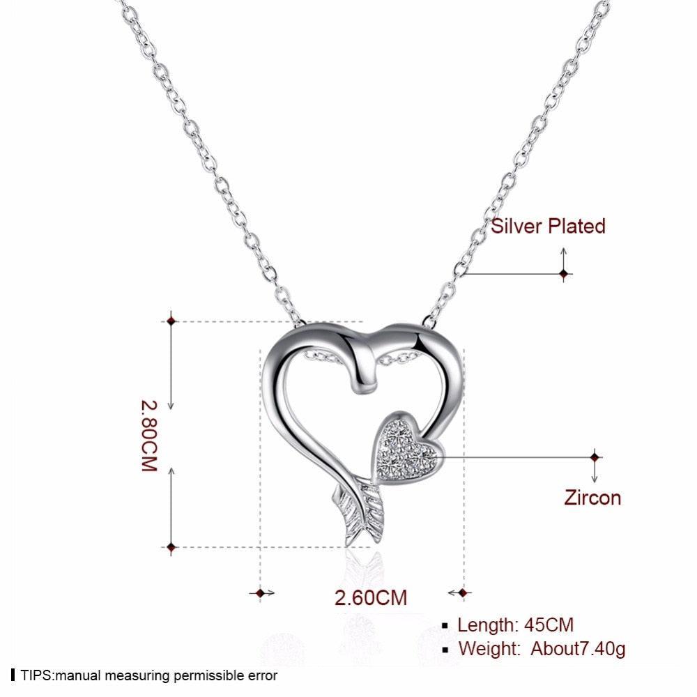 Cupid Love Arrow Heart Shape with Cubic Zirconia Necklaces Pendants Fashion Jewelry for Women - Personalized Jewel