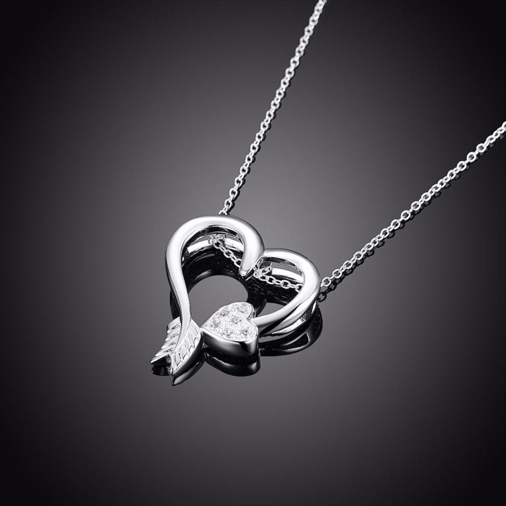 Cupid Love Arrow Heart Shape with Cubic Zirconia Necklaces Pendants Fashion Jewelry for Women - Personalized Jewel