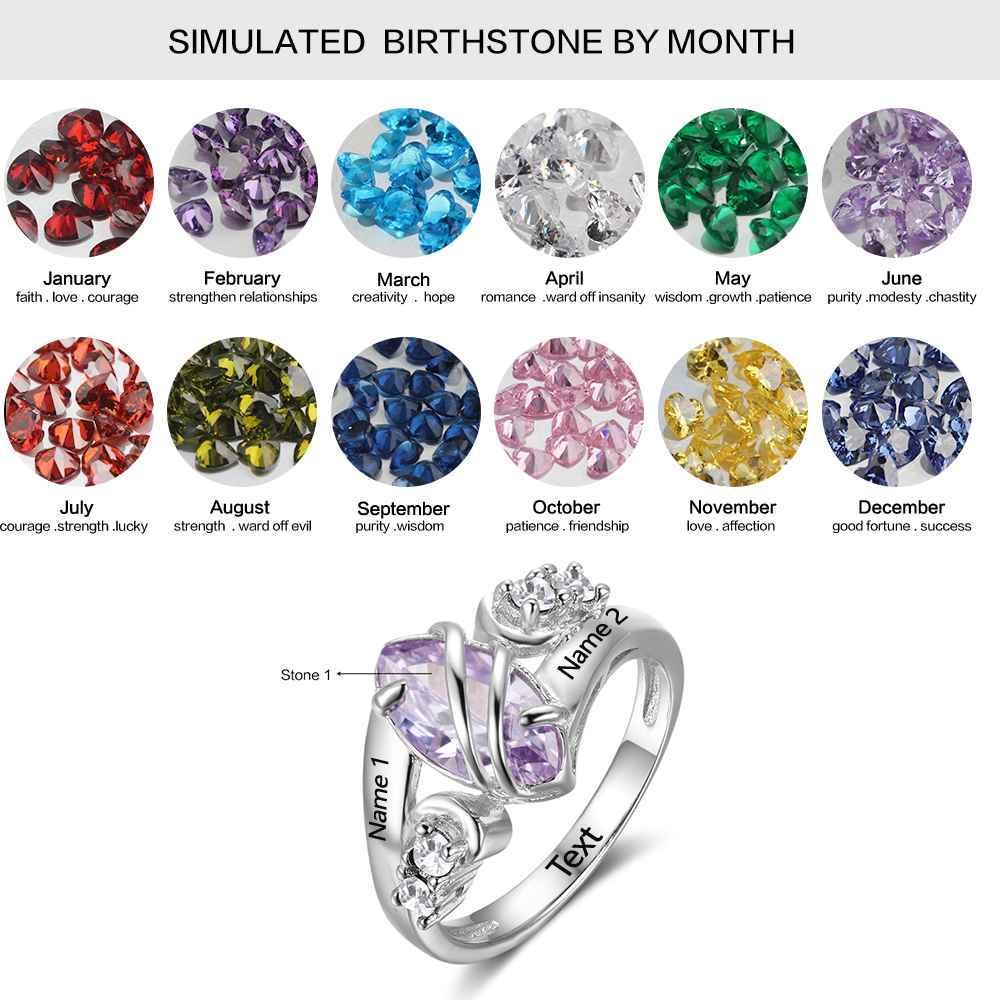 Custom 925 Sterling Silver Love Bands- Crafted with Birthstone - Personalized Jewel