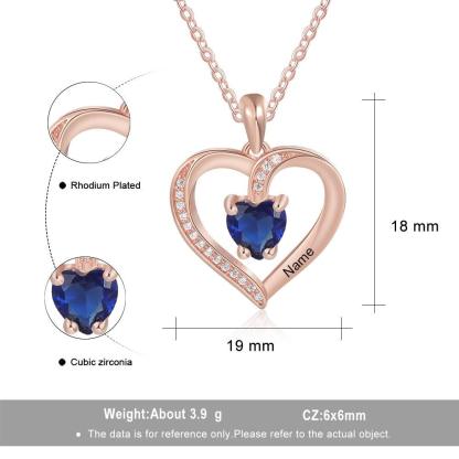 Custom Birthstone Heart Pendant, Personalized Name Engraving Pendant for Women - Personalized Jewel