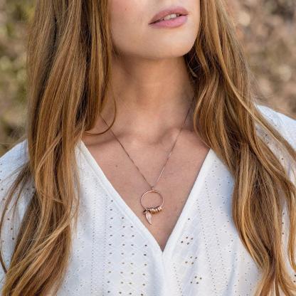 Custom Circle Pendant Necklace - 1 Custom Name & Birthstone - Personalized Jewel