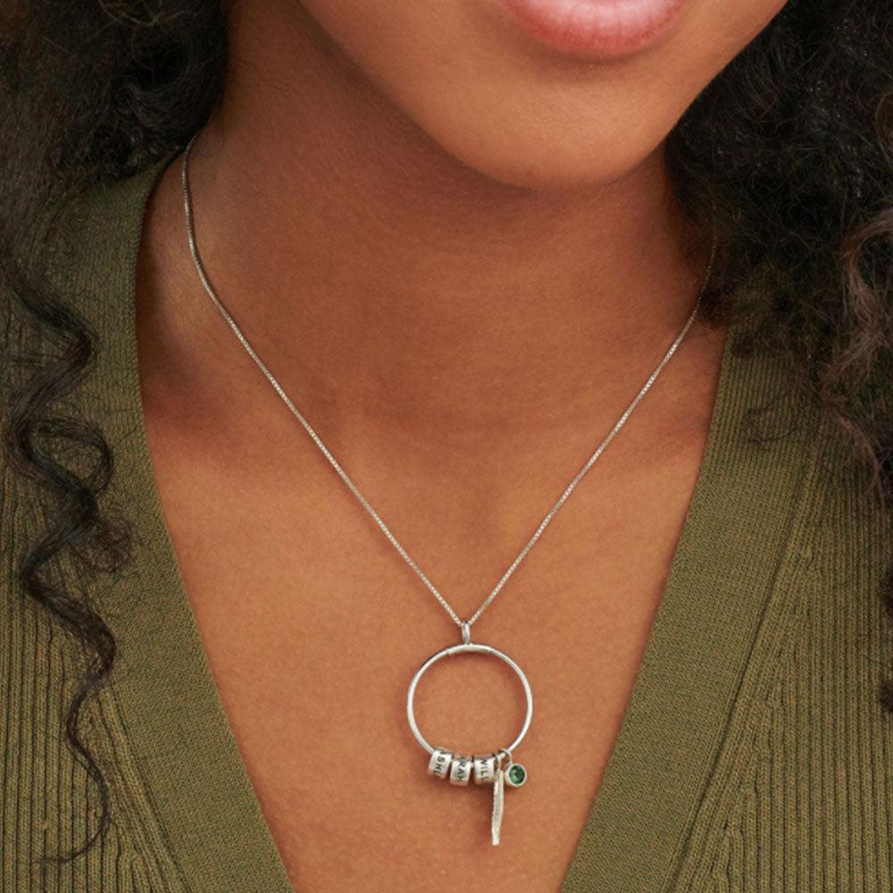 Custom Circle Pendant Necklace - 3 Custom Names & Birthstones - Personalized Jewel