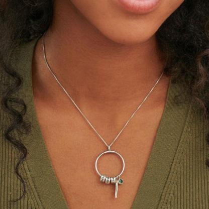 Custom Circle Pendant Necklace - 3 Custom Names & Birthstones - Personalized Jewel
