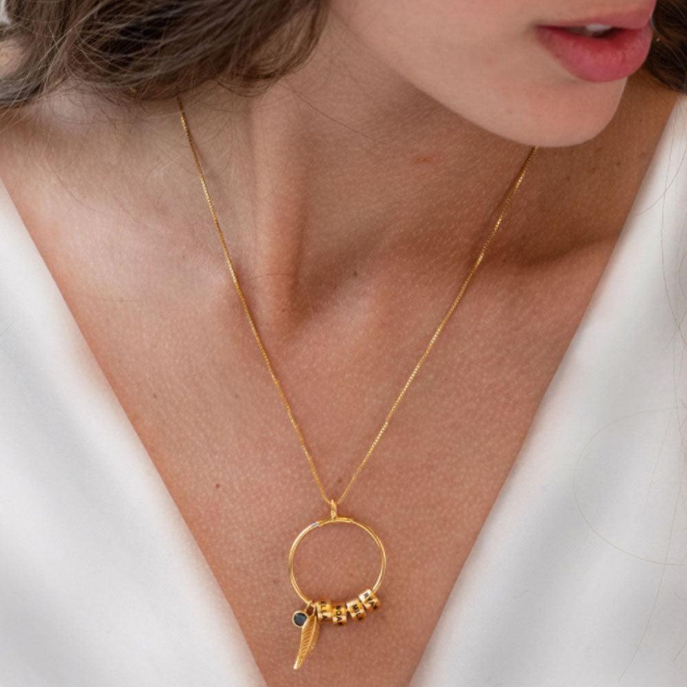 Custom Circle Pendant Necklace - 4 Custom Names & Birthstone - Personalized Jewel