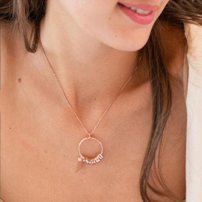 Custom Circle Pendant Necklace - 5 Custom Names & Birthstones - Personalized Jewel