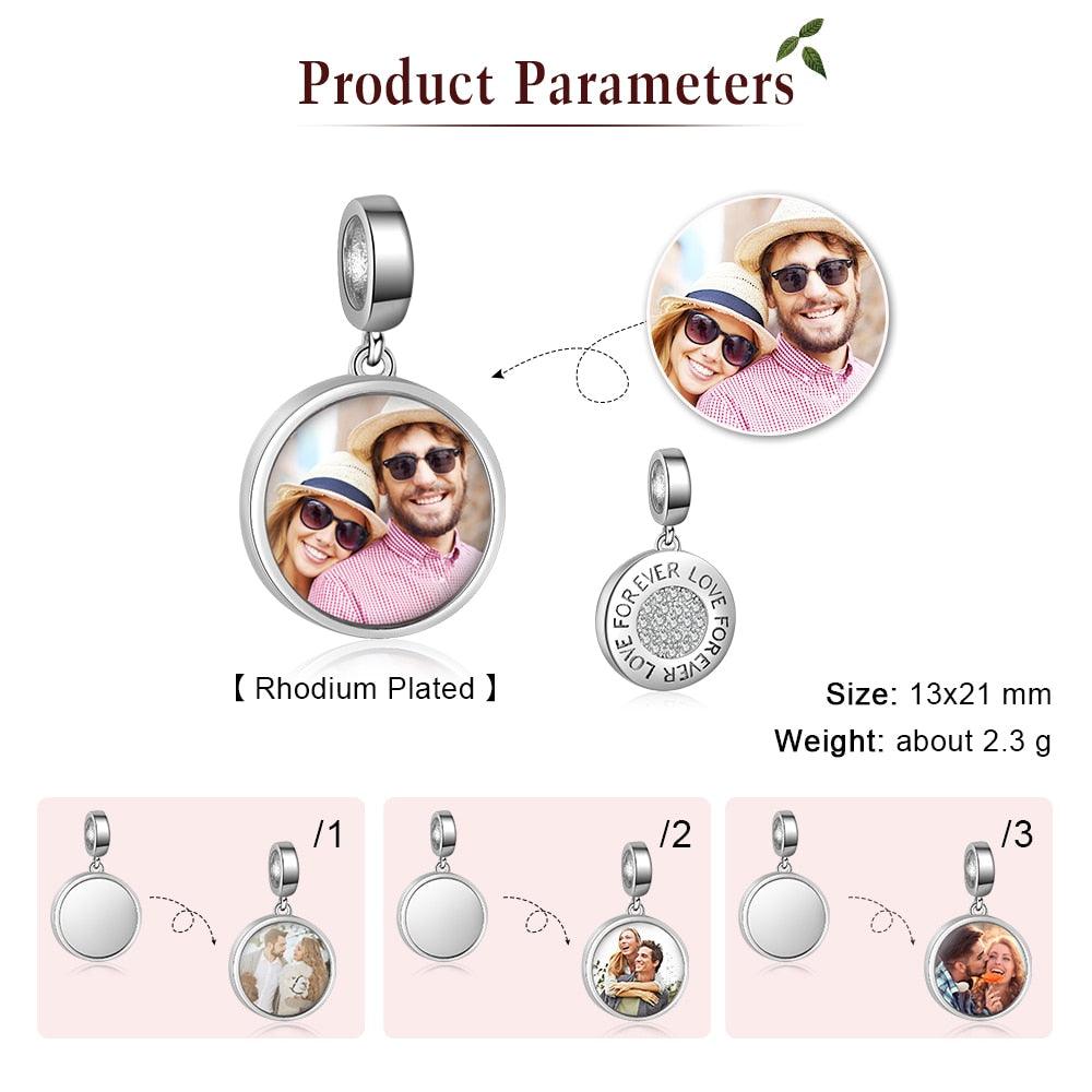 Custom DIY Photo Round Charms Fit Bracelets Pendants Personalized Beads for Jewelry Making Gift for Wife - Personalized Jewel