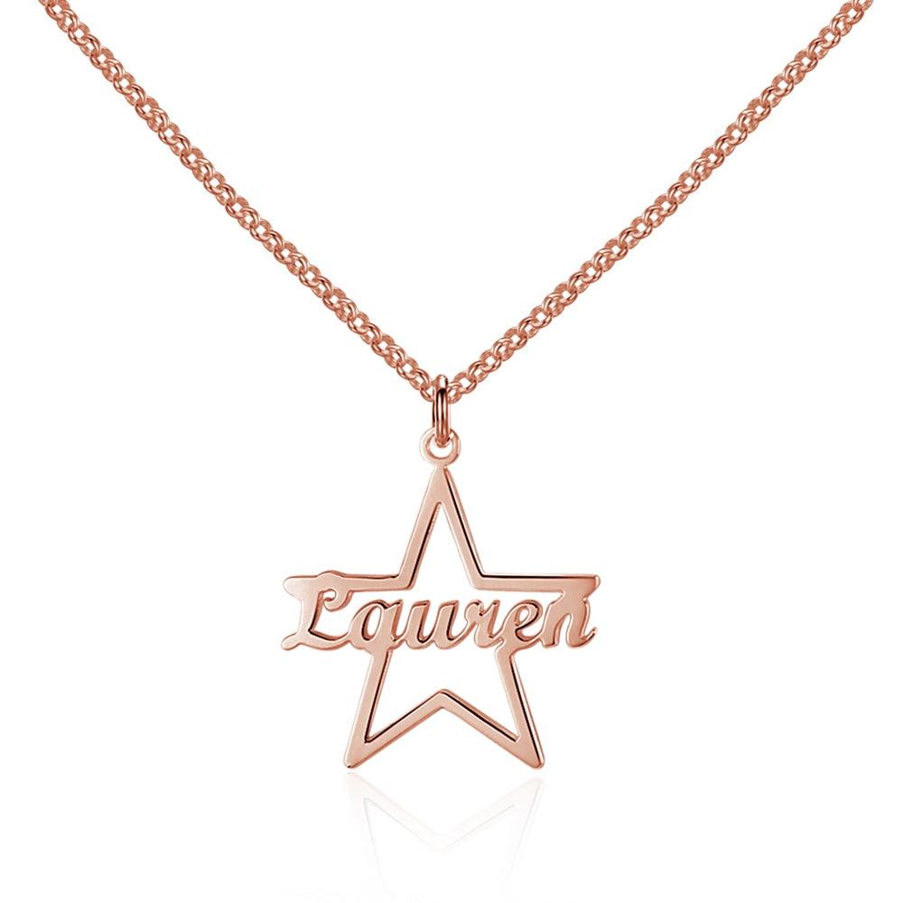Custom Made Name Star Necklace & Pendants Personalized Real 925 Sterling Silver Nameplate-Personalized Jewels