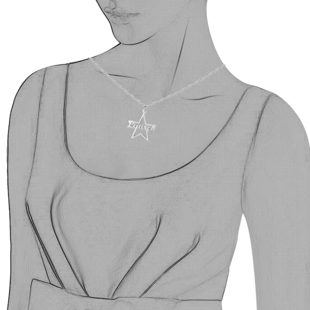 Custom Made Name Star Necklace & Pendants Personalized Real 925 Sterling Silver Nameplate Gift for Mother - Personalized Jewel