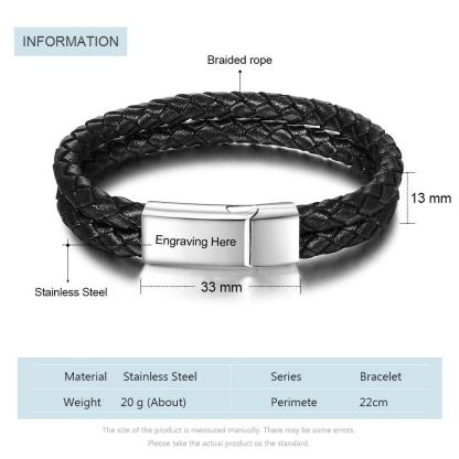 Custom Stainless Steel Doubled Braided Rope Bracelet, Gold & Silver Charm Bracelet with Personalized Name Engraving Option - Mens Gift - Personalized Jewel