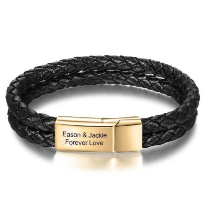 Custom Stainless Steel Doubled Braided Rope Bracelet, Gold & Silver Charm Bracelet with Personalized Name Engraving Option - Mens Gift - Personalized Jewel