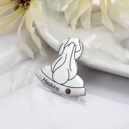 Custom Sterling Silver Young Girl Pin- Personalized Birthstone and Name Engraving Pin for Young Girls - Personalized Jewel