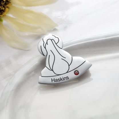 Custom Sterling Silver Young Girl Pin- Personalized Birthstone and Name Engraving Pin for Young Girls - Personalized Jewel