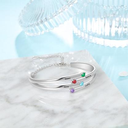 Customized 4 Birthstones Bracelet Personalized Bracelet for Family - Personalized Jewel