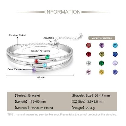 Customized 4 Birthstones Bracelet Personalized Bracelet for Family - Personalized Jewel