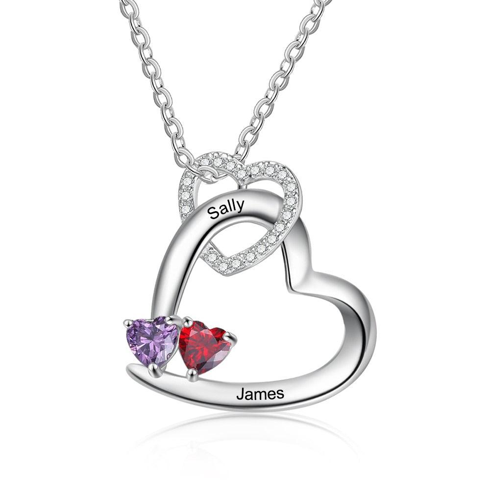 Customized Interlocked Hearts Engraved Pendant Jewellery, Two Names Pendant Accessories for Women, Fashion Jewellery for Girls - Personalized Jewel