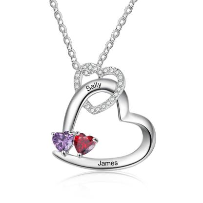 Customized Interlocked Hearts Engraved Pendant Jewellery, Two Names Pendant Accessories for Women, Fashion Jewellery for Girls - Personalized Jewel