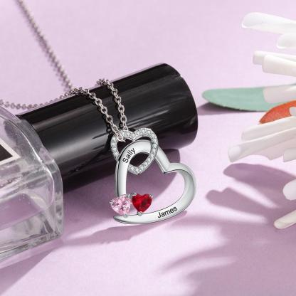 Customized Interlocked Hearts Engraved Pendant Jewellery, Two Names Pendant Accessories for Women, Fashion Jewellery for Girls - Personalized Jewel