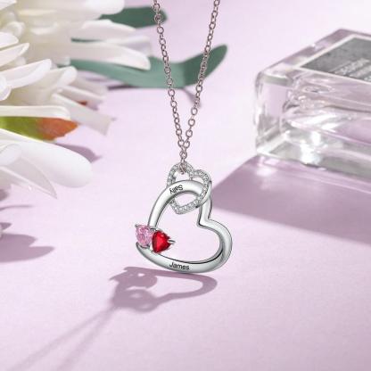 Customized Interlocked Hearts Engraved Pendant Jewellery, Two Names Pendant Accessories for Women, Fashion Jewellery for Girls - Personalized Jewel
